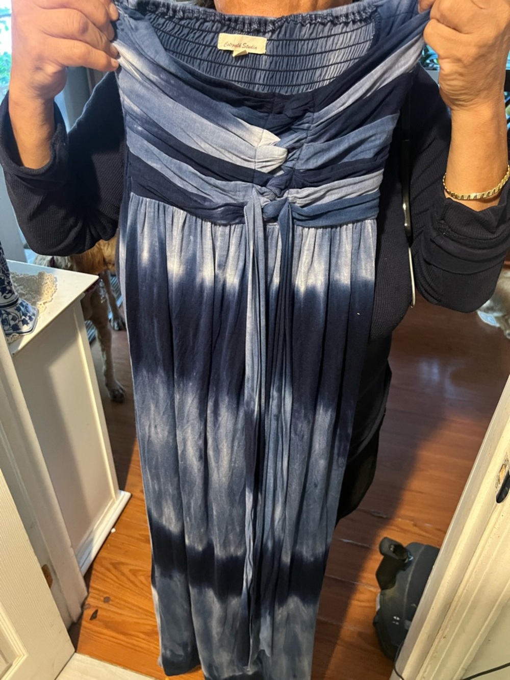 Carmakoma Blue Tie-Dye Smocked Maxi Dress